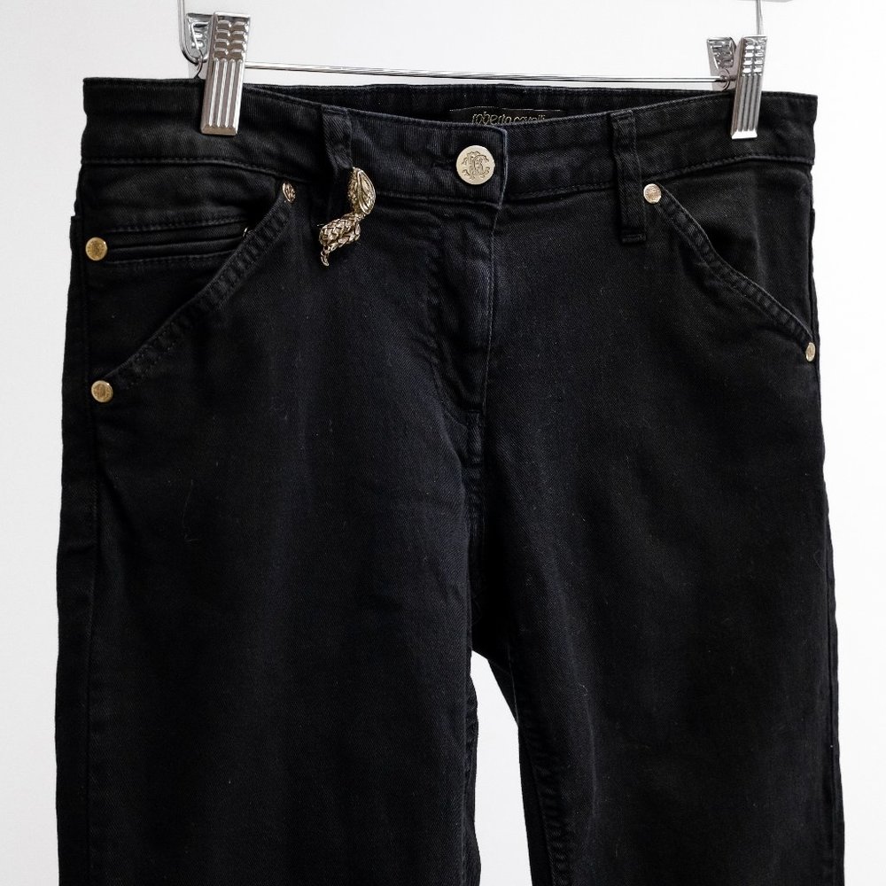 Roberto Cavalli Snake Charm Black Skinny Jeans